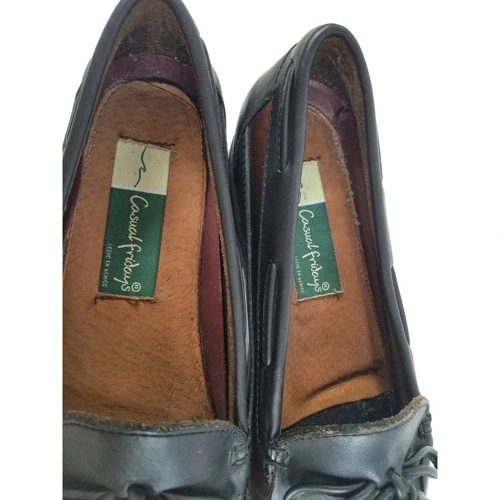Casual Fridays Mens Brown Black Leather Tassel Loafer Kiltie‎ Shoes Size 8.5 M